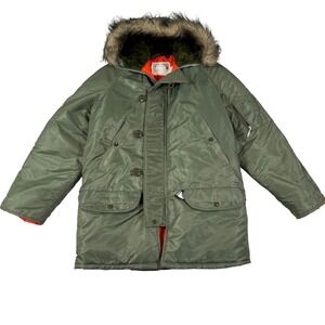 Mens Type N-3B-D Flying Jacket Snorkel Parka Sage Green Faux Fur Hood Small